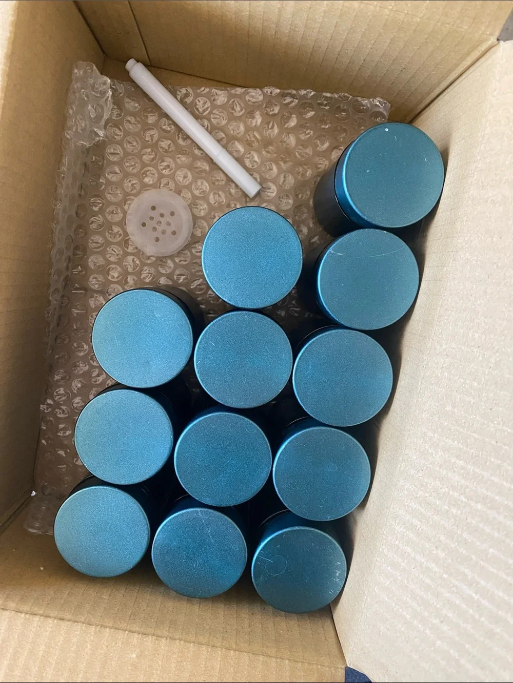 🌼 Never Used Teal Blue Glass Spice Jars with Window (Set) of 12